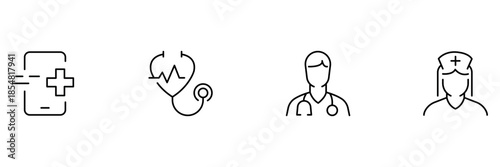 Healthcare emergency icon set, blood service donation, medical helpline support, hygiene prevention care, laboratory research analysis, hospital patient recovery illustration.