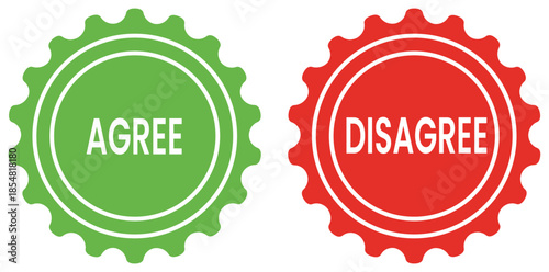 Agreement and Disagreement: Two vibrant circular seals present a visual representation of agreement and disagreement.