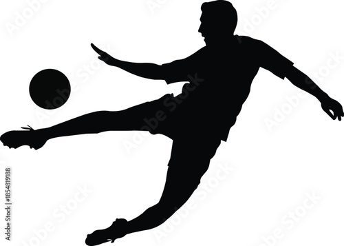 Professional Football Striker Action Silhouette