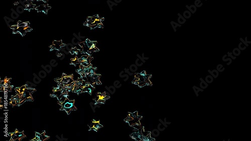Floating Abstract Star Shapes with Turquoise and Amber Highlights