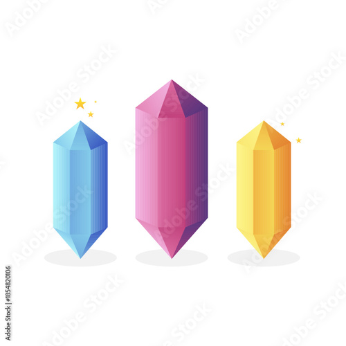 Crystal set - vector collection of colorful gemstones