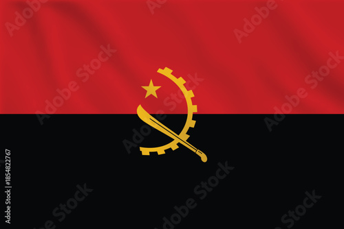 3d illustration waving flag of Angola . Vector flag of Angola . Symbol of Angola