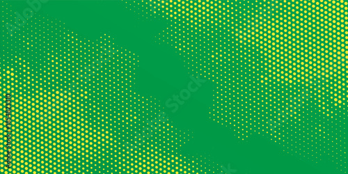 Bright pop art background in green and yellow colors dot haltone retro style, vector illustation