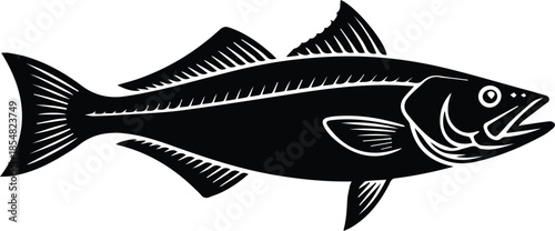 Minimalist black haddock fish silhouette vector icon
