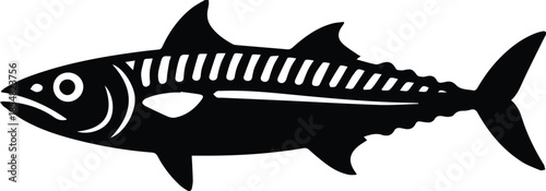 Minimalist black mackerel fish silhouette vector icon