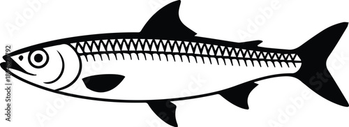 Minimalist black herring fish silhouette vector icon
