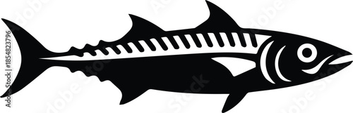 Minimalist black mackerel fish silhouette vector icon