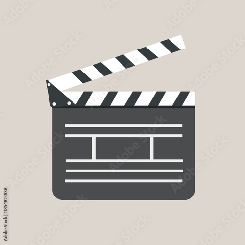 Minimalist flat vector icon of a movie clapperboard