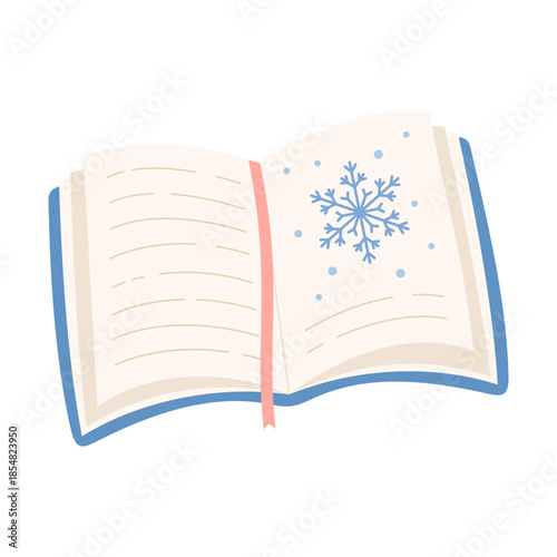 Cozy Winter book illustration, Christmas bookish clipart, Book lover gift, Holiday reading sticker, Pastel bookstore graphic.