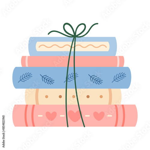 Cozy Winter books illustration, Christmas bookish clipart, Book lover gift, Holiday reading sticker, Pastel bookstore graphic.