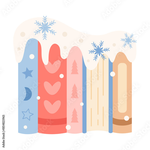 Cozy Winter books illustration, Christmas bookish clipart, Book lover gift, Holiday reading sticker, Pastel bookstore graphic.