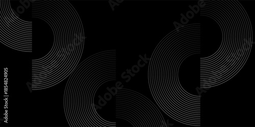 Black abstract background with spiral shapes. Technology futuristic template. Vector illustration.