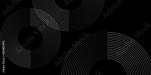 Black abstract background with spiral shapes. Technology futuristic template. Vector illustration.