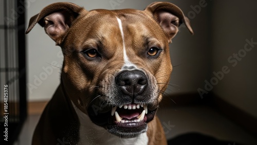 Wallpaper Mural Close-up portrait of an imposing american staffordshire terrier displaying sharp teeth Torontodigital.ca