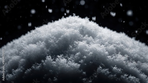 Wallpaper Mural Intricate snowflakes piled high against a stark black background, glistening under ambient Torontodigital.ca