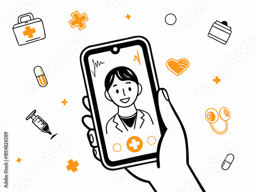 Telemedicine concept a hand holding a smartphone during a virtual doctor consultation