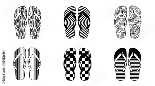 Summer Cool Flip flops sandals collection showing various sole pattern fashion designs.