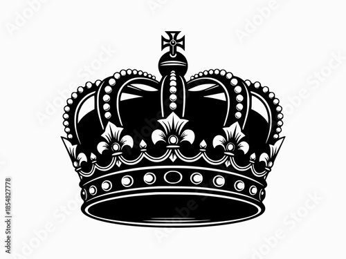 Royal Crown Vector Illustration Featuring Ornate Design Elements and Precious Jewels on a Simple Background