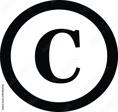 Copyright symbol vector illustration, legal protection icon, intellectual property rights design, publishing ownership mark, creative content safeguard, circle enclosed C sign artwork
