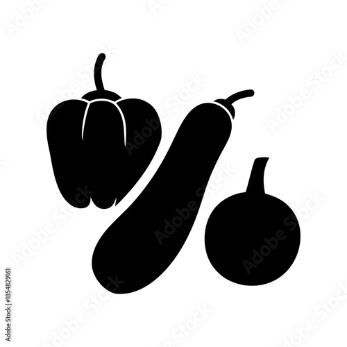 Silhouette of various eggplants