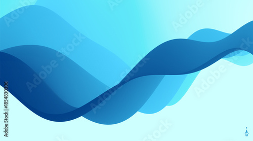 Blue abstract ocean seascape. Sea surface. Realistic landscape with waves. Nature background. Cover design template. 3d vector illustration for banner, flyer, poster or brochure.