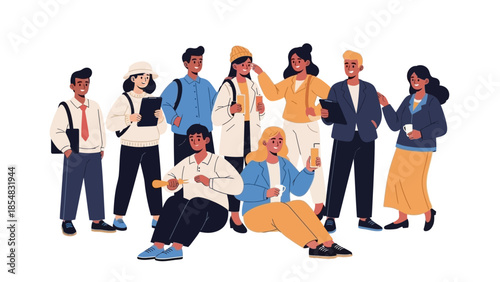 Business team of happy people standing together in office