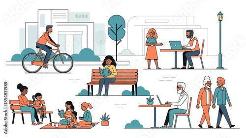 vector illustration with man woman and children icon set