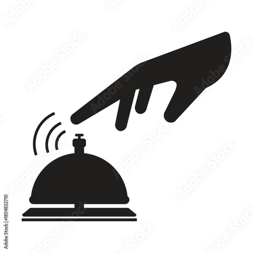 Bell icon collection. Bell icon symbols for services, reception, hotels, customers, guests, and restaurants. Ringing bell signs in line and flat styles. Vector illustration.
