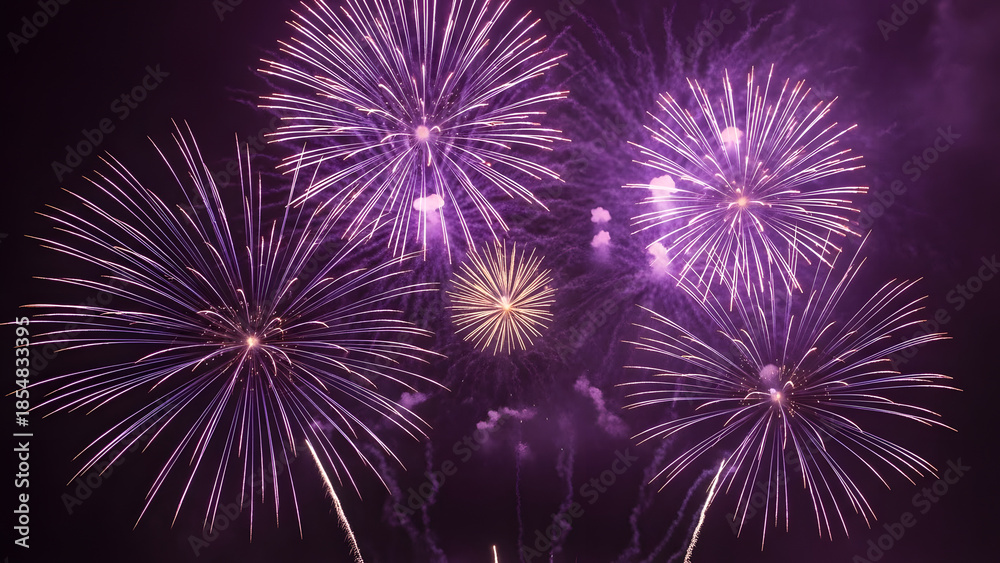 Fototapeta premium Vibrant fireworks explosion in the night sky