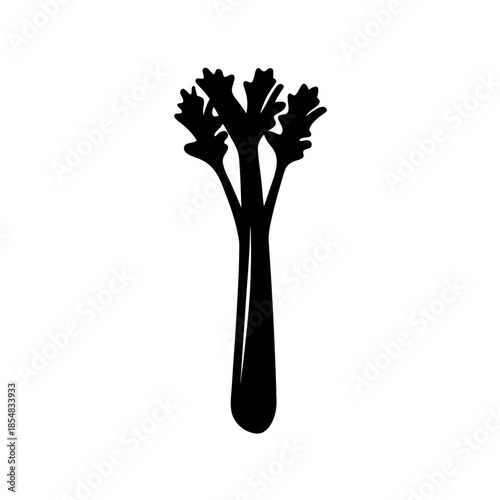 Black silhouette of celery stalk