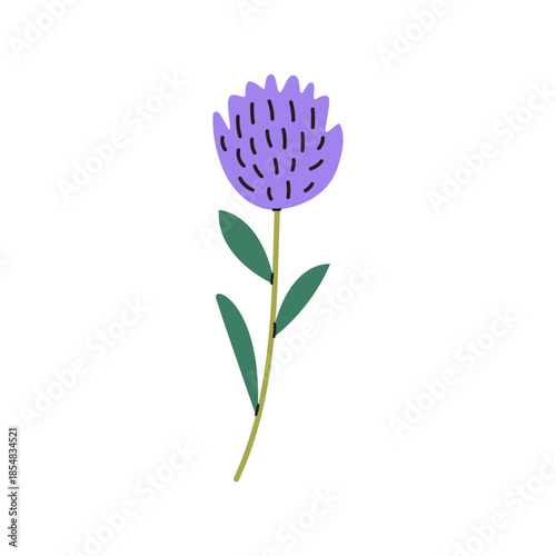 Groovy flower in cartoon retro style. Bright spring plant element and shape. Vector nature illustration for seasonal design and holidays, greeting cards, patches, labels, stamps
