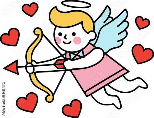 Cute Cupid aiming love arrow