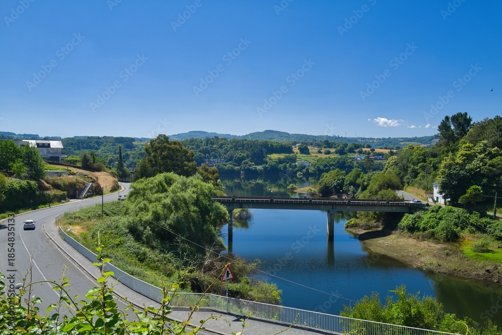 Fototapeta premium 강, 경관, h2o, 네이처, 호수, sky, green, 나무, 구름, 여름, 농촌, 시골, 여행, 마운튼, 계곡, 풍경, 에우로파, beautiful, 목초, 관광