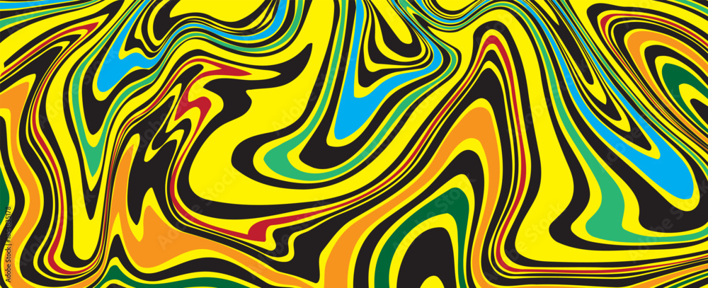 Fototapeta premium Liquid marble texture, Colorful Marble pattern background, Texture wavy lines, psychedelic curves lines. Marbling Texture design, fabric, clothing, packaging, swirl painting. vector