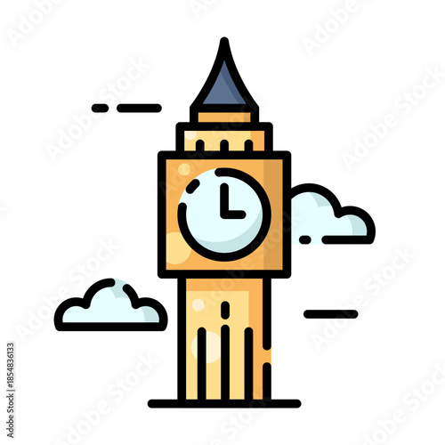 Big Ben London Landmark Icon Vector Illustration