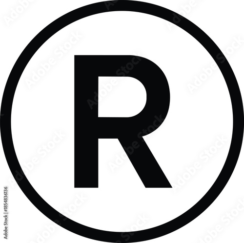 Registered trademark symbol vector illustration, intellectual property protection icon, legal brand identity design, copyright rights logo, circle R mark, commercial branding concept
