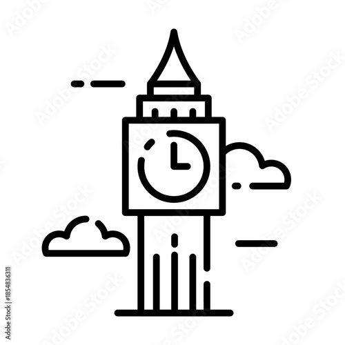Big Ben London Landmark Icon Vector Illustration