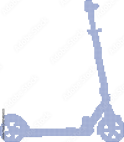 Minimalist Blue Dotted Kick Scooter Vector Graphic Icon Isolated