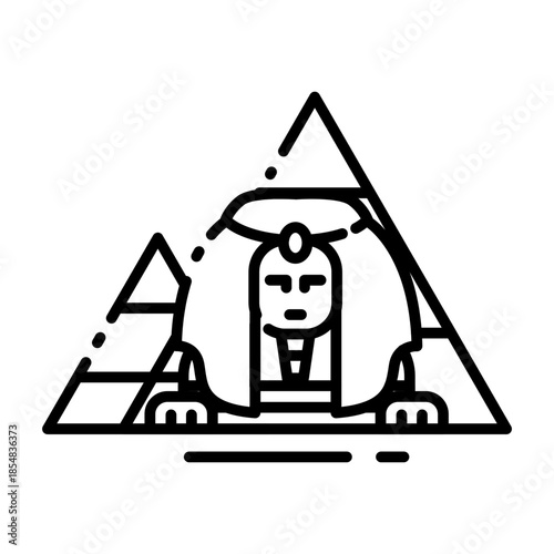 Sphinx and Pyramids Egypt Landmark Icon Vector Illustration
