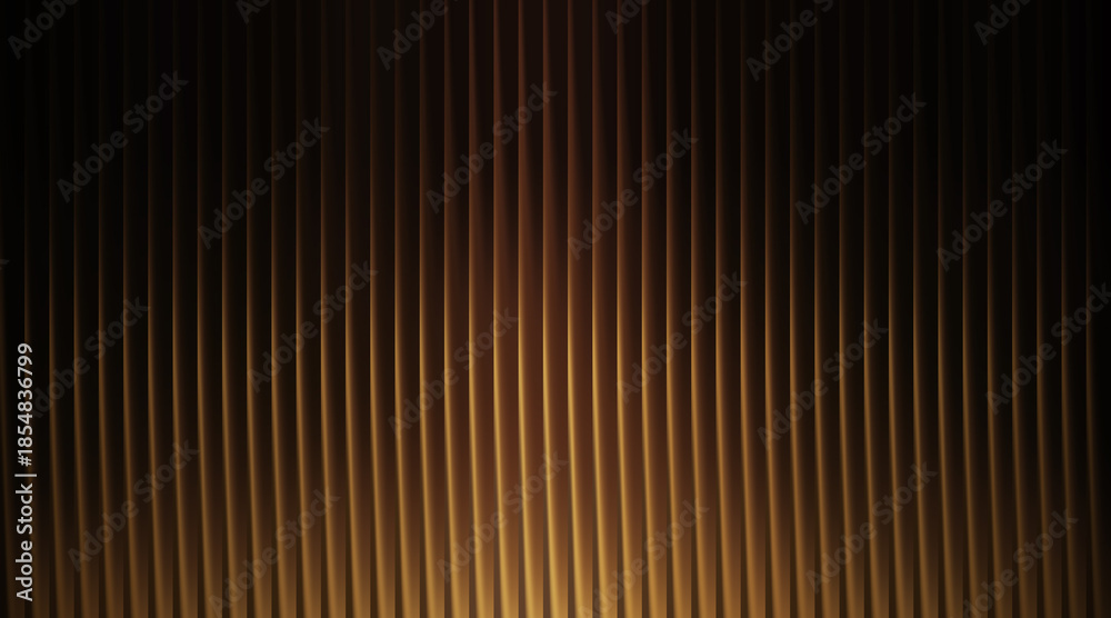 Obraz premium Vertical golden light beams on a dark background with a gradient effect in the center