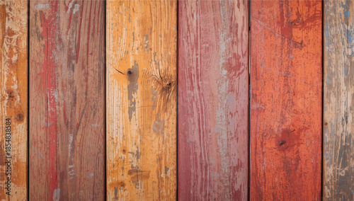 Pastel painted wooden plank background. Multicolor wood plank background. Wood texture with natural pattern.