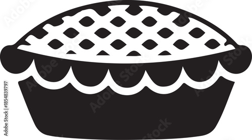 Black and white pie with crimped edges and diamond pattern crust dessert food