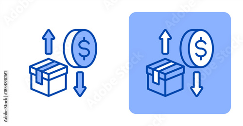 Inflation Line Color , Two-tone color and contrasting background icon illustration
