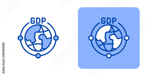 Gdp Line Color , Two-tone color and contrasting background icon illustration