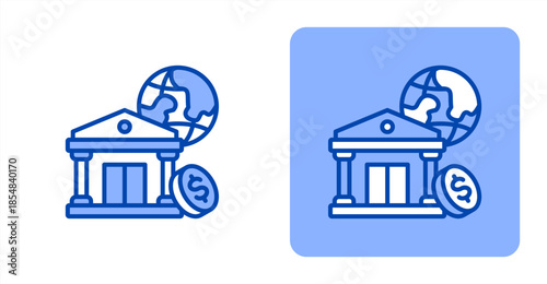 Banking Line Color , Two-tone color and contrasting background icon illustration