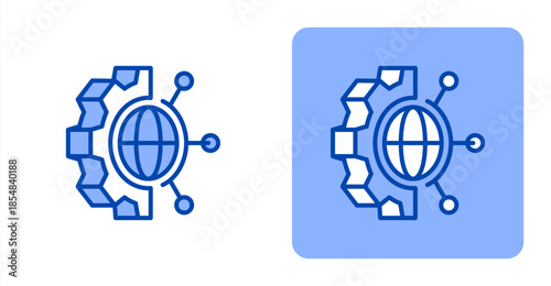 Technology Line Color , Two-tone color and contrasting background icon illustration