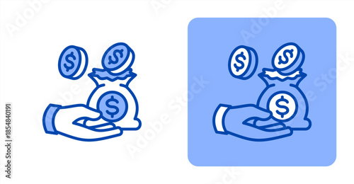 Capital Line Color , Two-tone color and contrasting background icon illustration