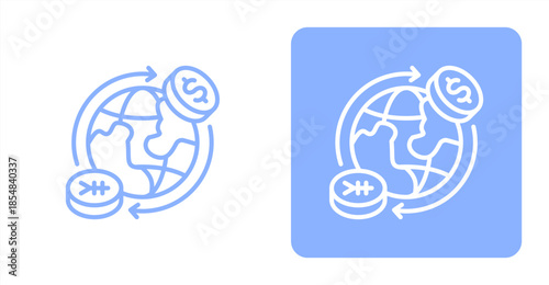 Currency Line , Two-tone color and contrasting background icon illustration