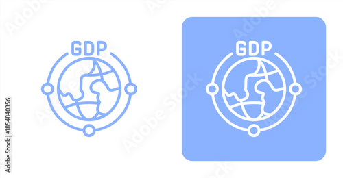 Gdp Line , Two-tone color and contrasting background icon illustration