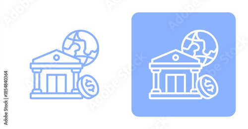 Banking Line , Two-tone color and contrasting background icon illustration